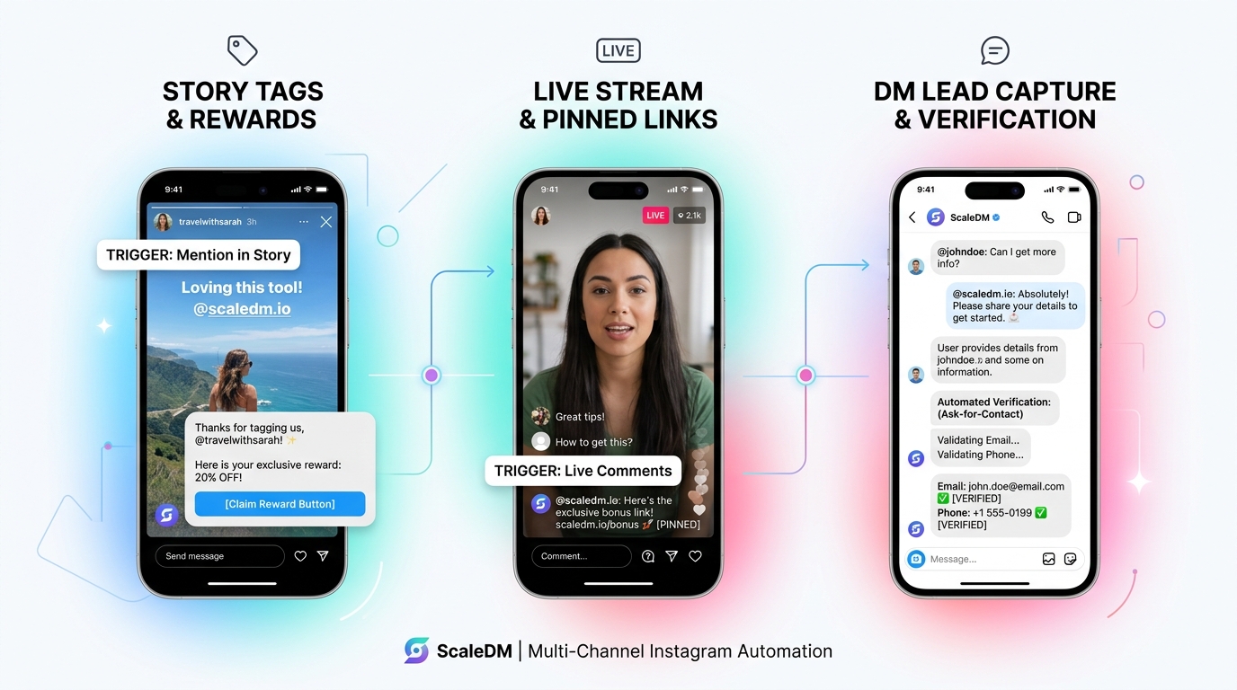 ScaleDM Multi-Channel Instagram Automation Suite: Stories, Live Streams, and Direct Messages